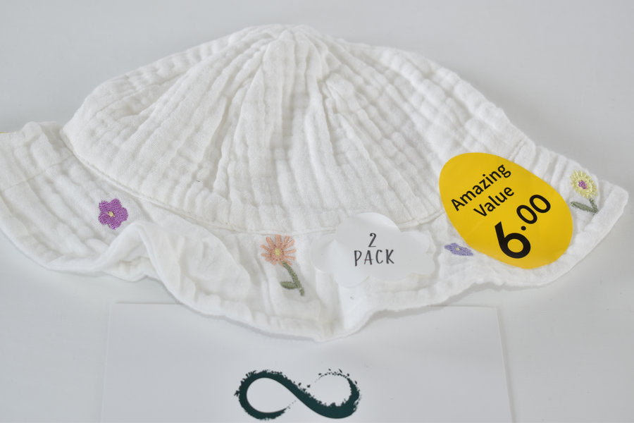 Chapeau de soleil brodé floral 0/3 mois