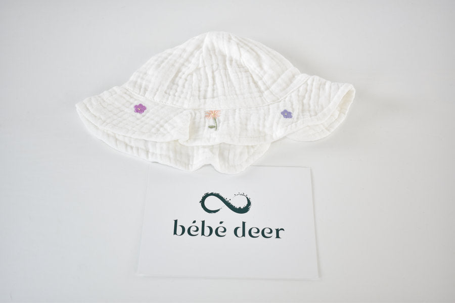 Chapeau de soleil brodé floral 0/3 mois