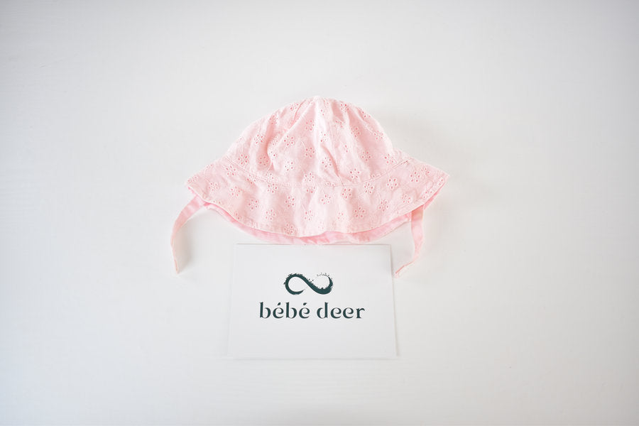 Pink broderie anglaise sun hat 0/3 months