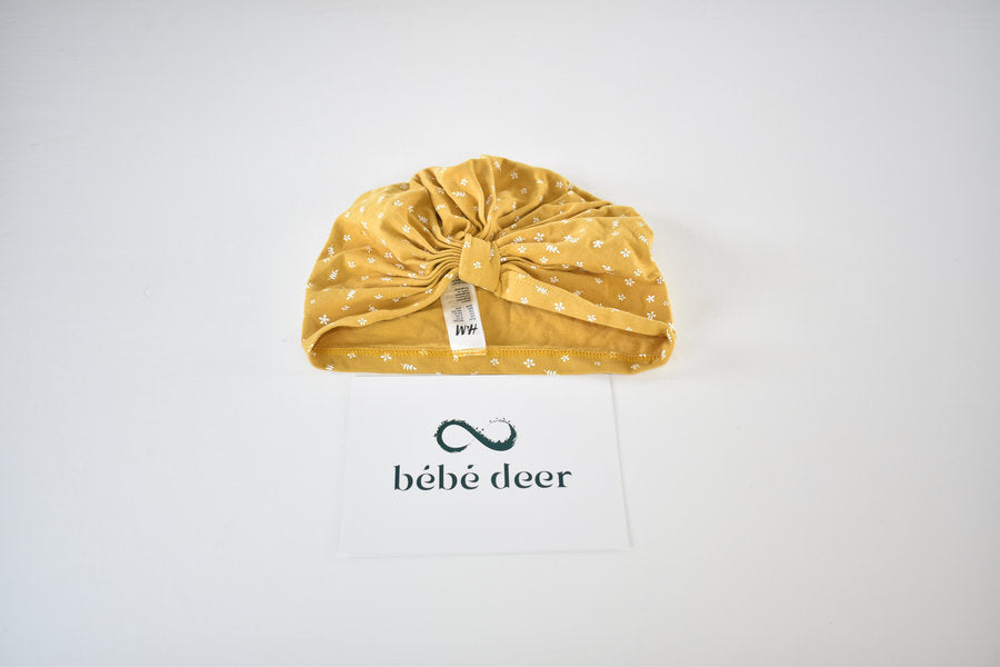 Mustard floral turban hat 3/4 years