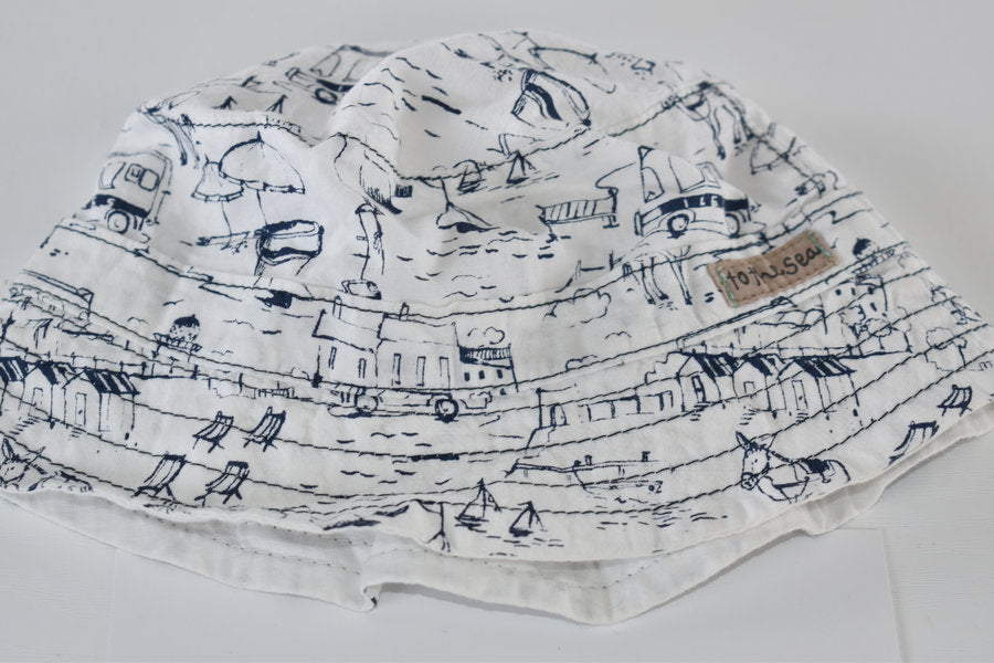 Seaside print sun hat 0/3 months