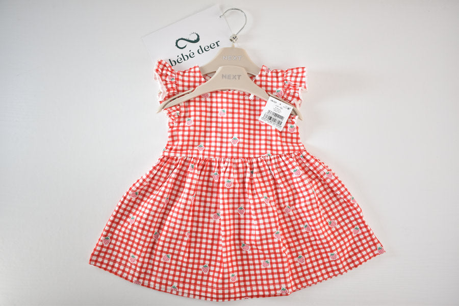 Gingham strawberry dress, new with tags
