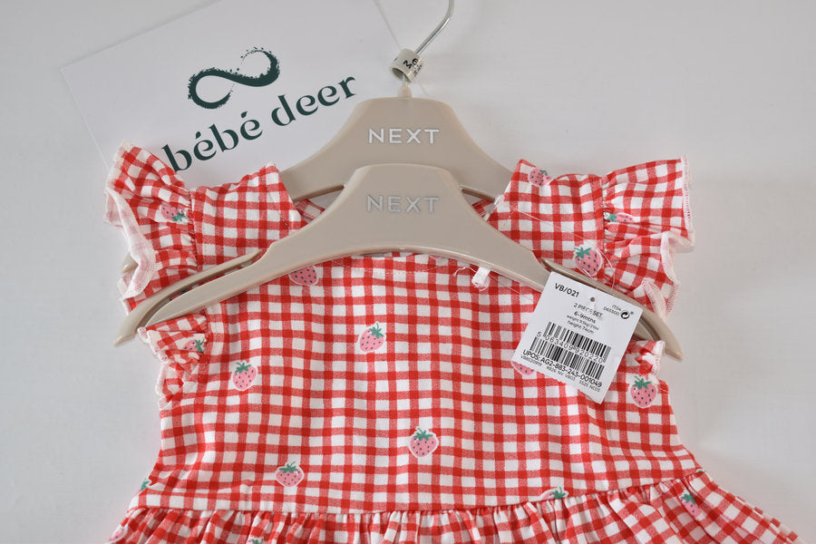Gingham strawberry dress, new with tags