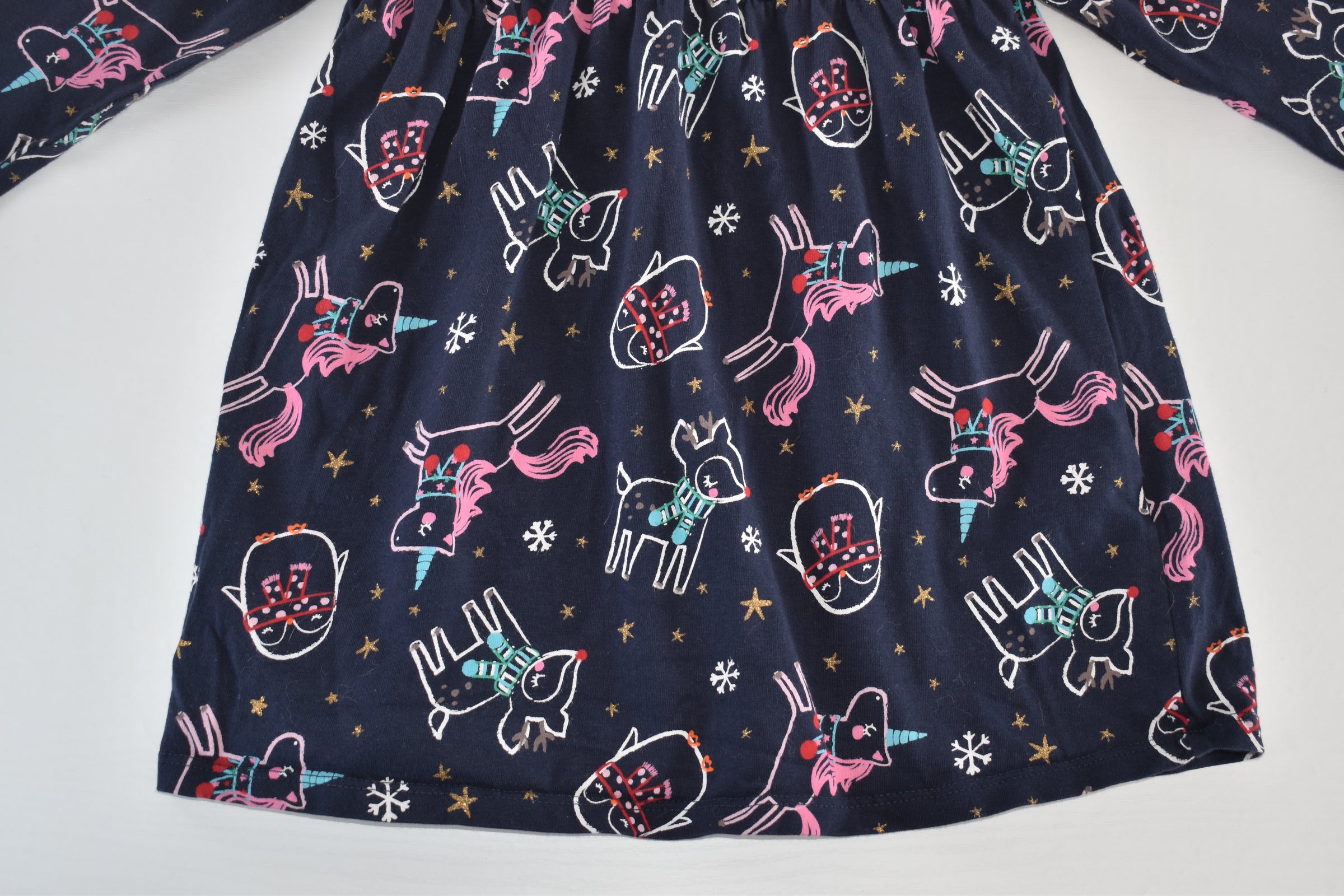 Winter unicorn, reindeer and penguins dress