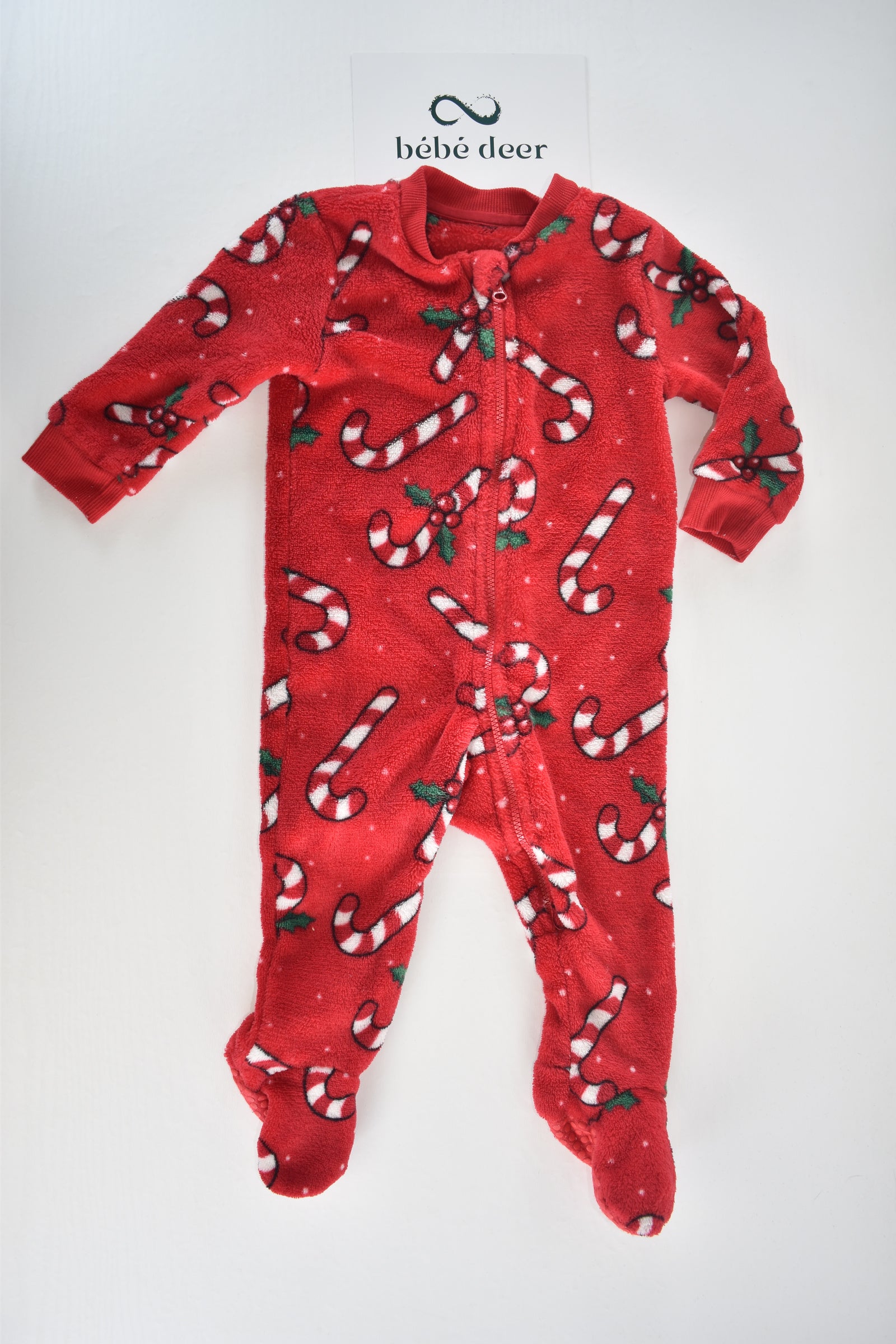 Candy cane fleece sleepsuit