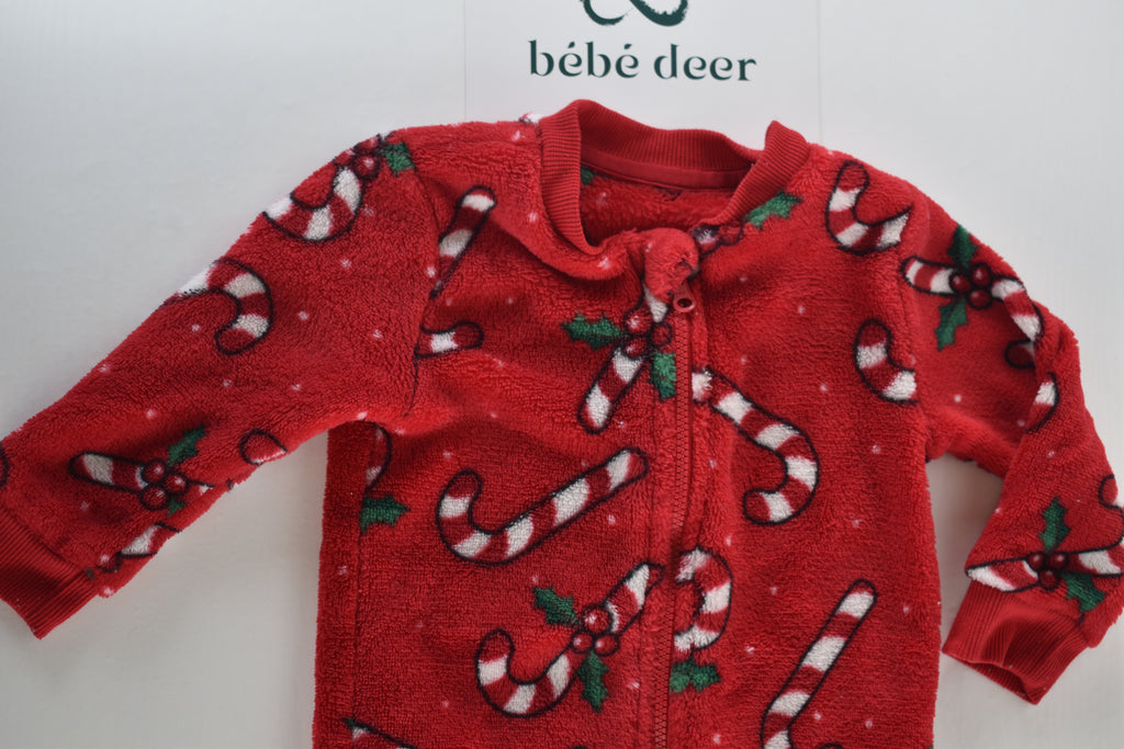 Candy cane fleece sleepsuit