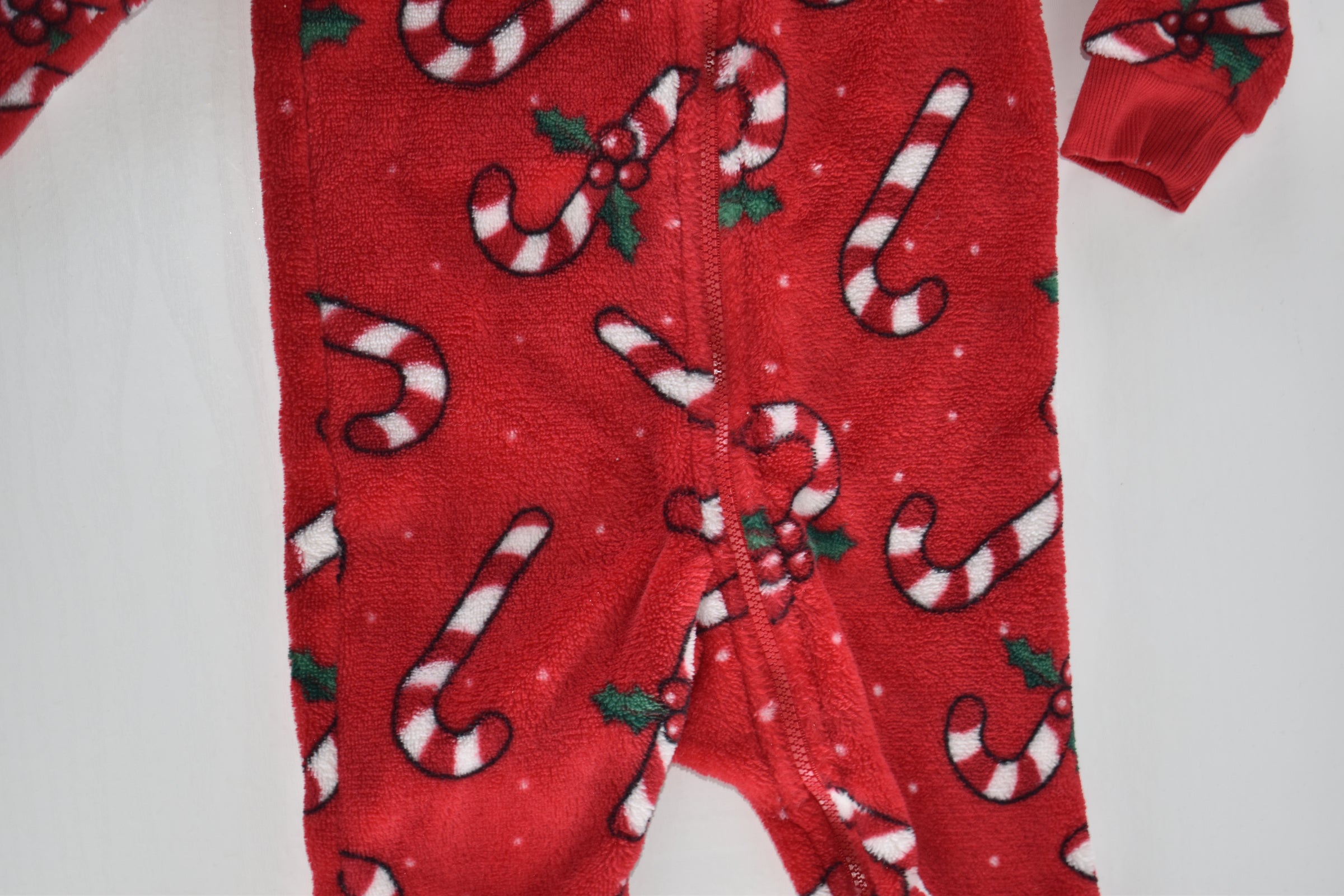 Candy cane fleece sleepsuit