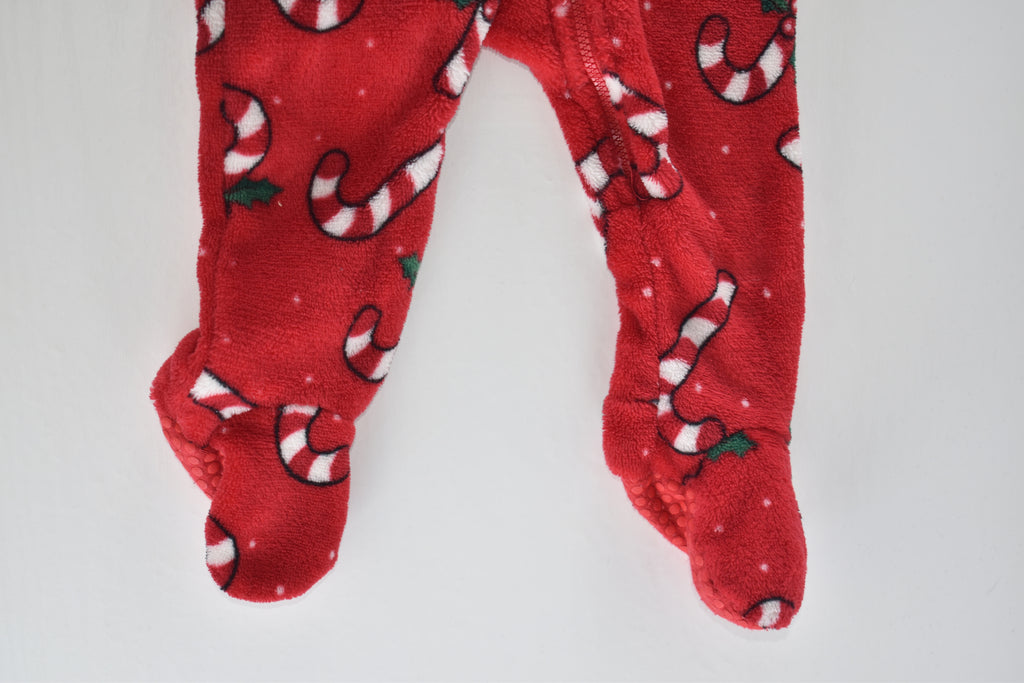 Candy cane fleece sleepsuit