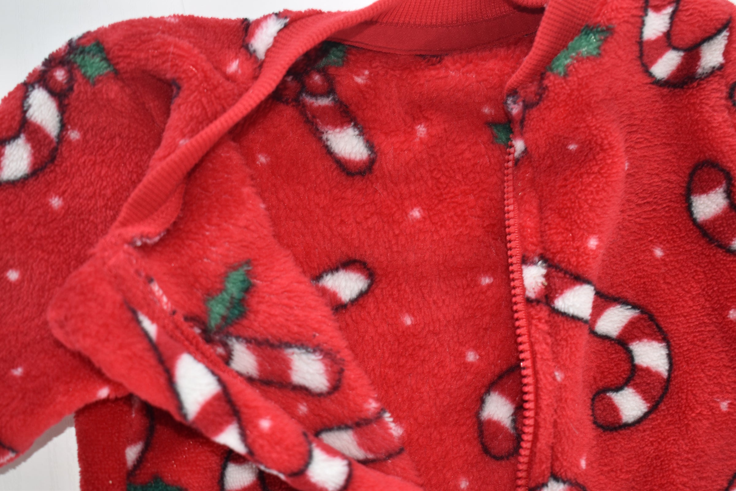 Candy cane fleece sleepsuit