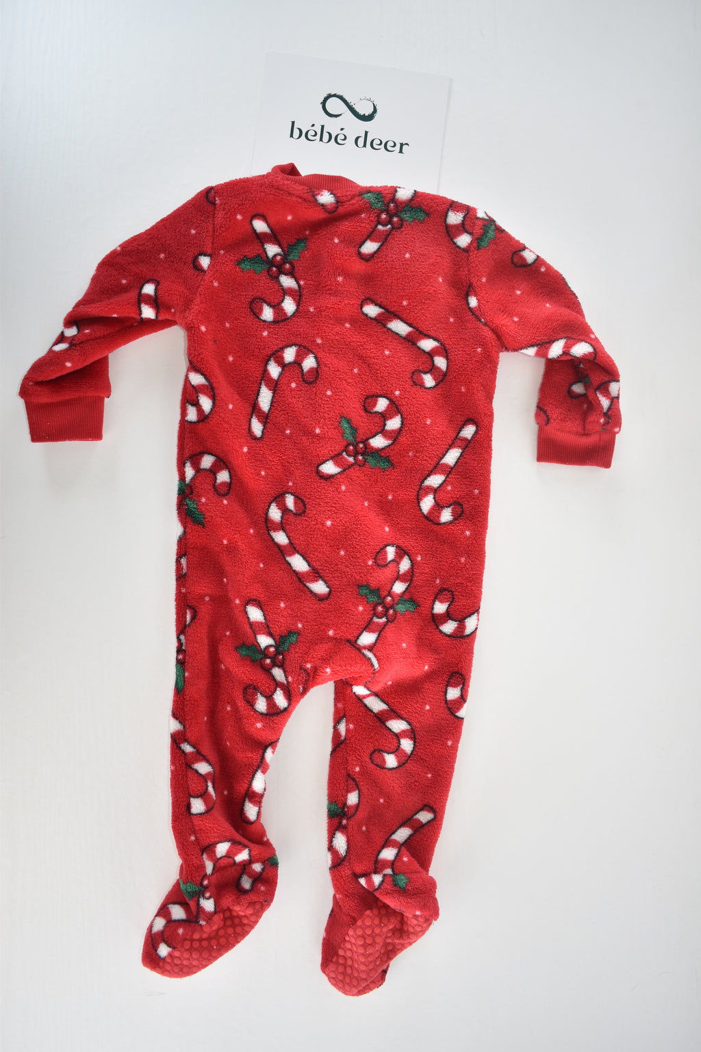 Candy cane fleece sleepsuit
