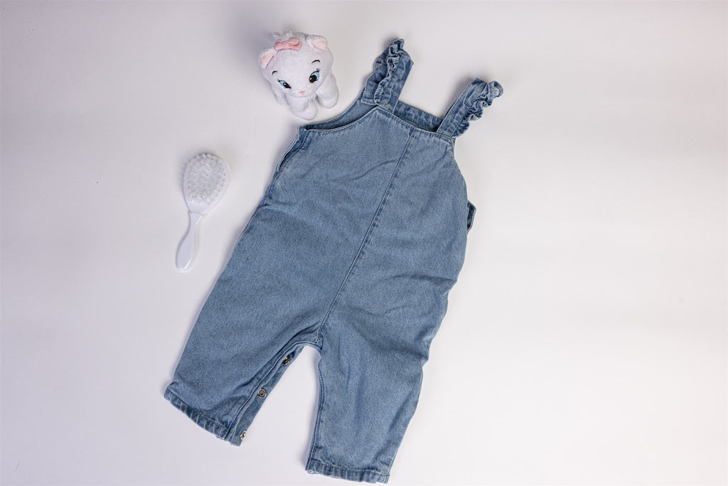 Polka-dot denim dungaree