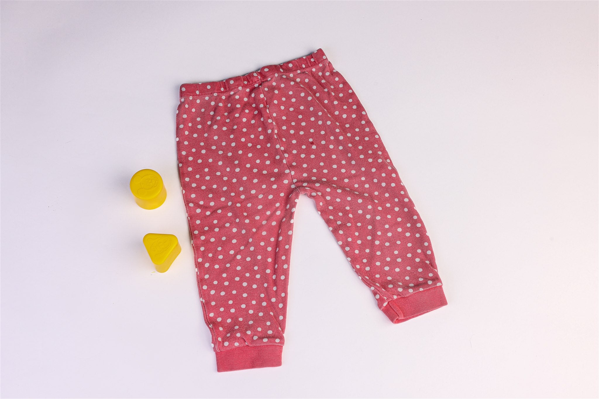 Pink polka dot sleepsuit bottoms