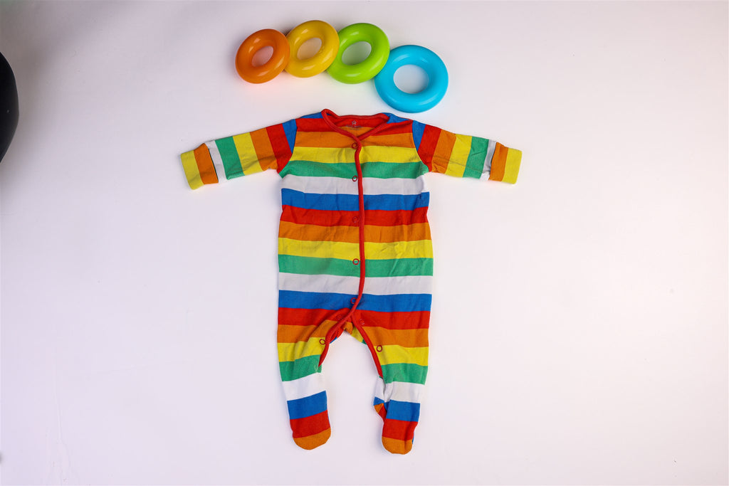 Multicolored striped sleepsuit