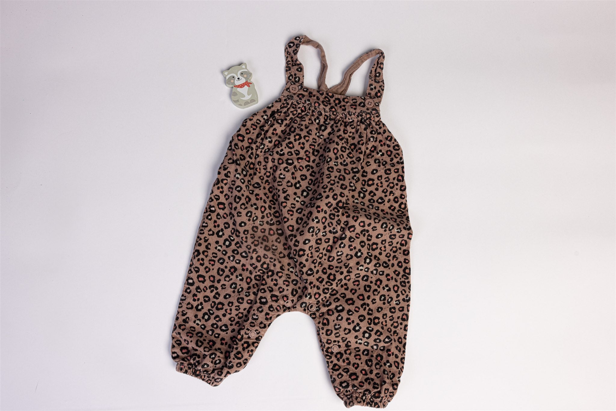 Brown leopard-print dungaree