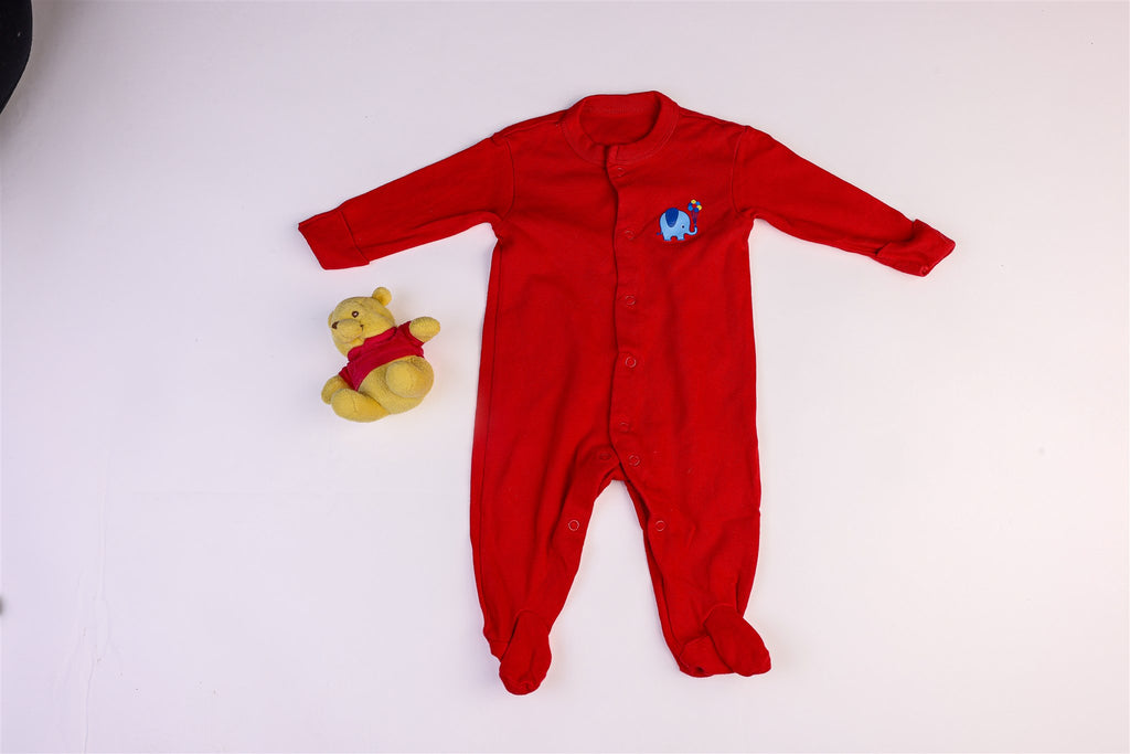 Red elephant long-sleeved sleepsuit