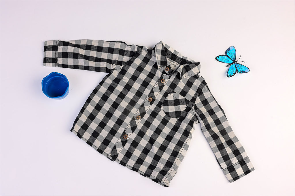 Black and white checked shirt