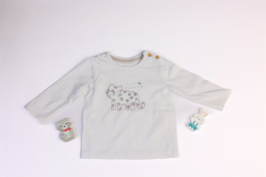 White "Cute & Cuddly" cat top