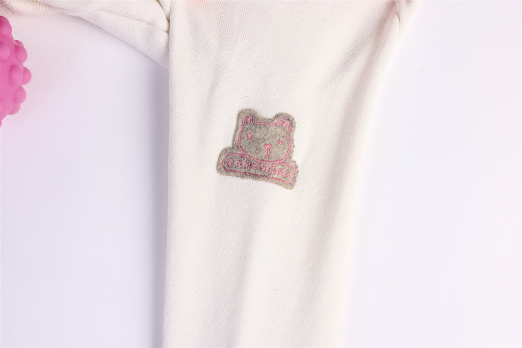 Gap white hooded zip-up jacket with bear on sleeve