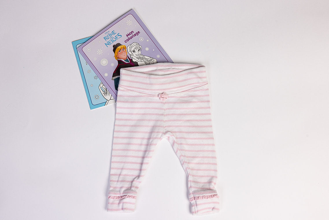 White and pink striped trousers