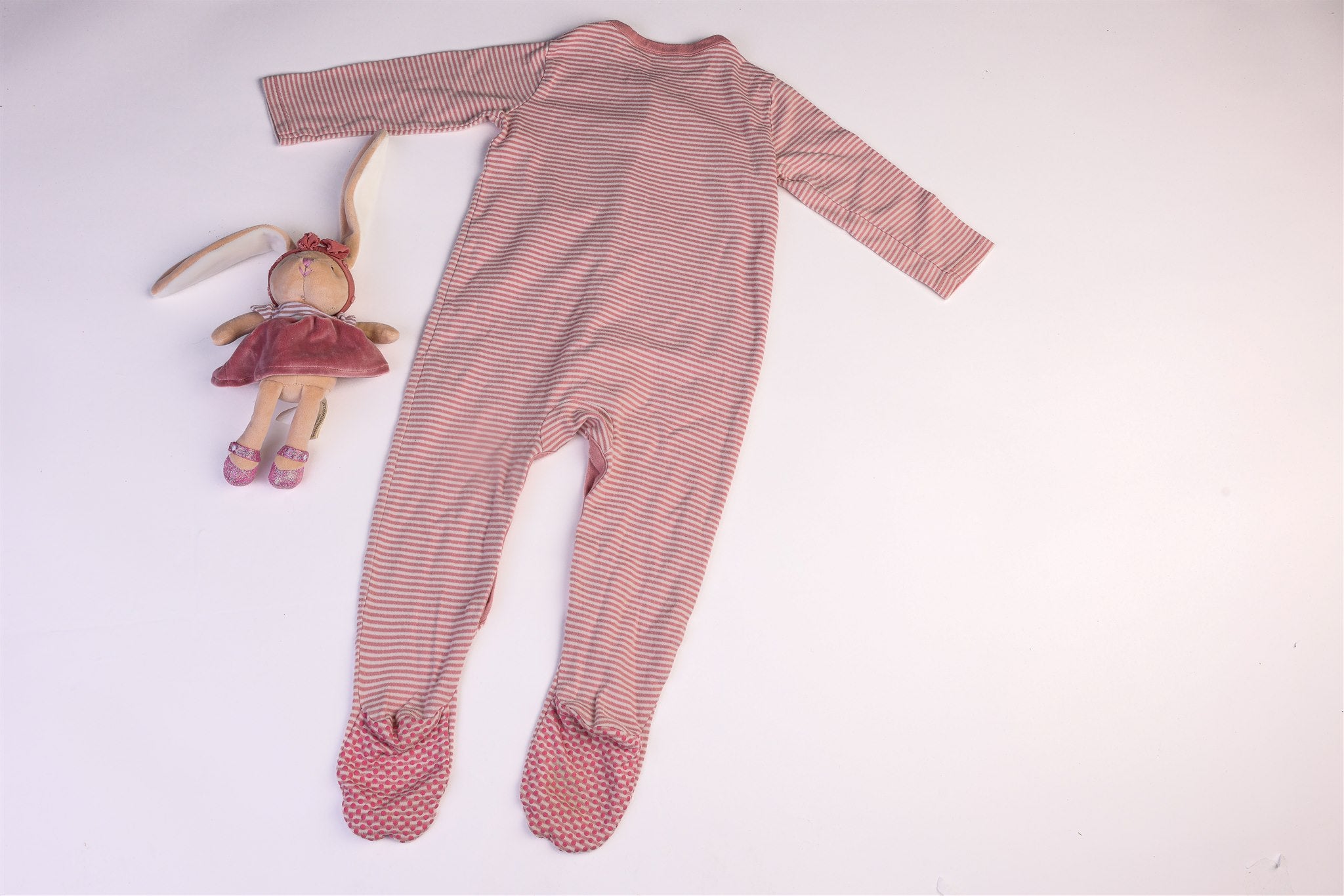 Pink striped sleepsuit
