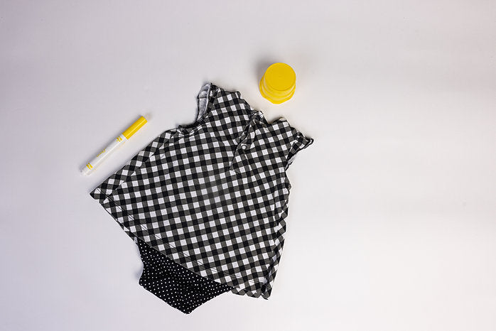 Plaid bee dress with attached bodysuit