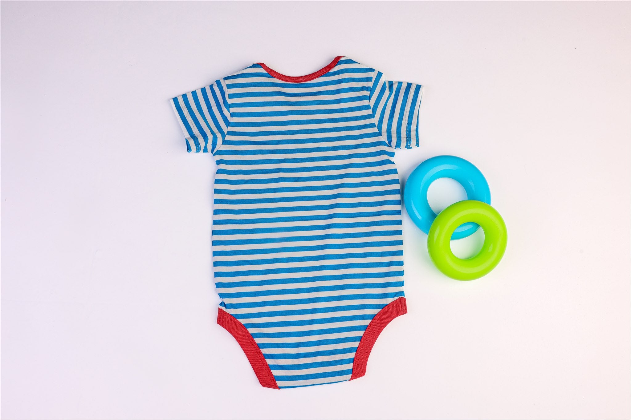 White and blue striped bodysuit