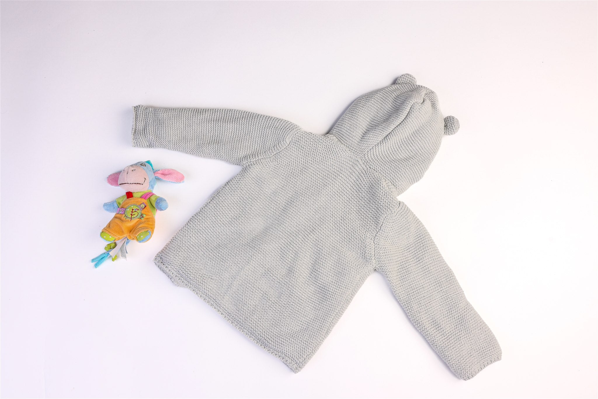 Grey jacket with little ears on the hood