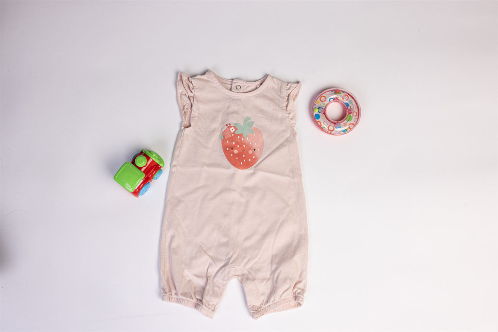 Strawberry-decorated rompers