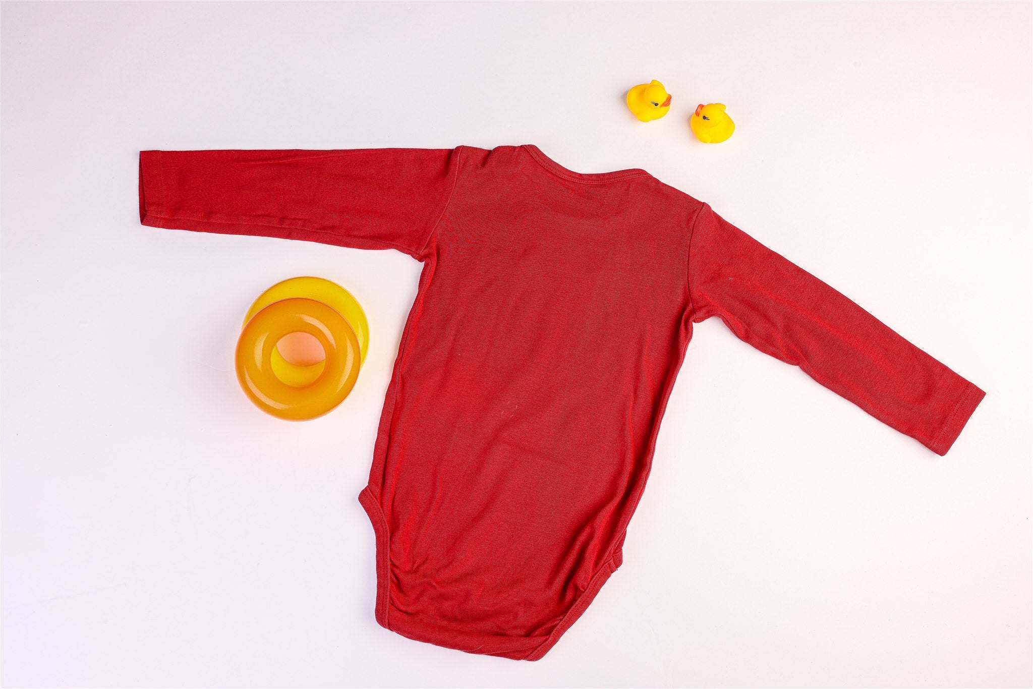 Red long-sleeved bodysuit