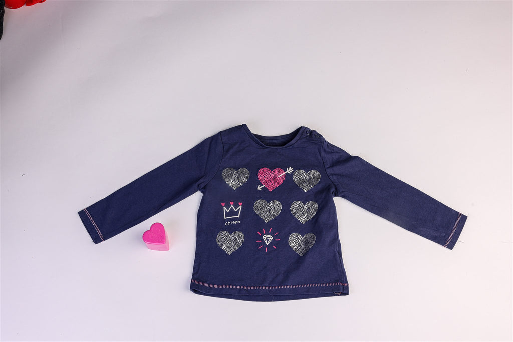 Navy blue Top with silver hearts