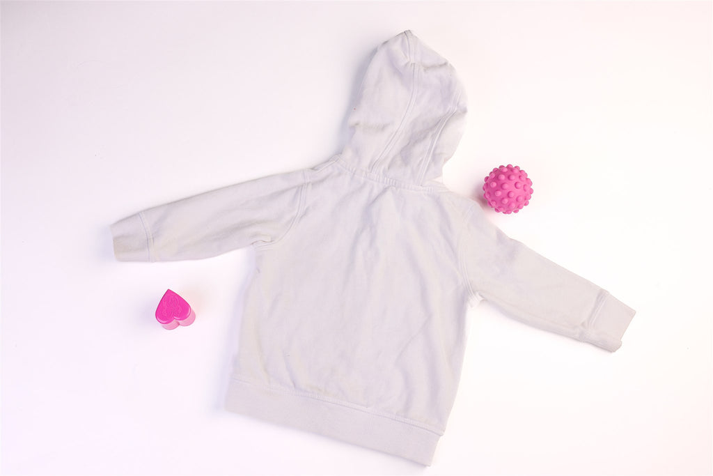 White hooded jacket "Next amazing, make your own magic"