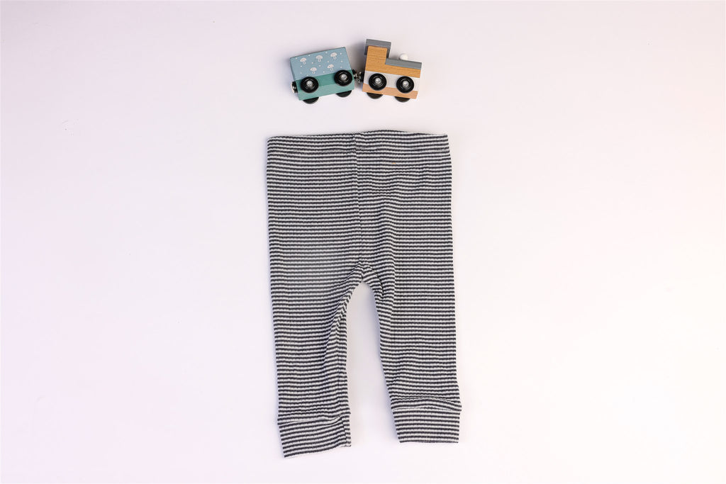 Black and white striped trousers