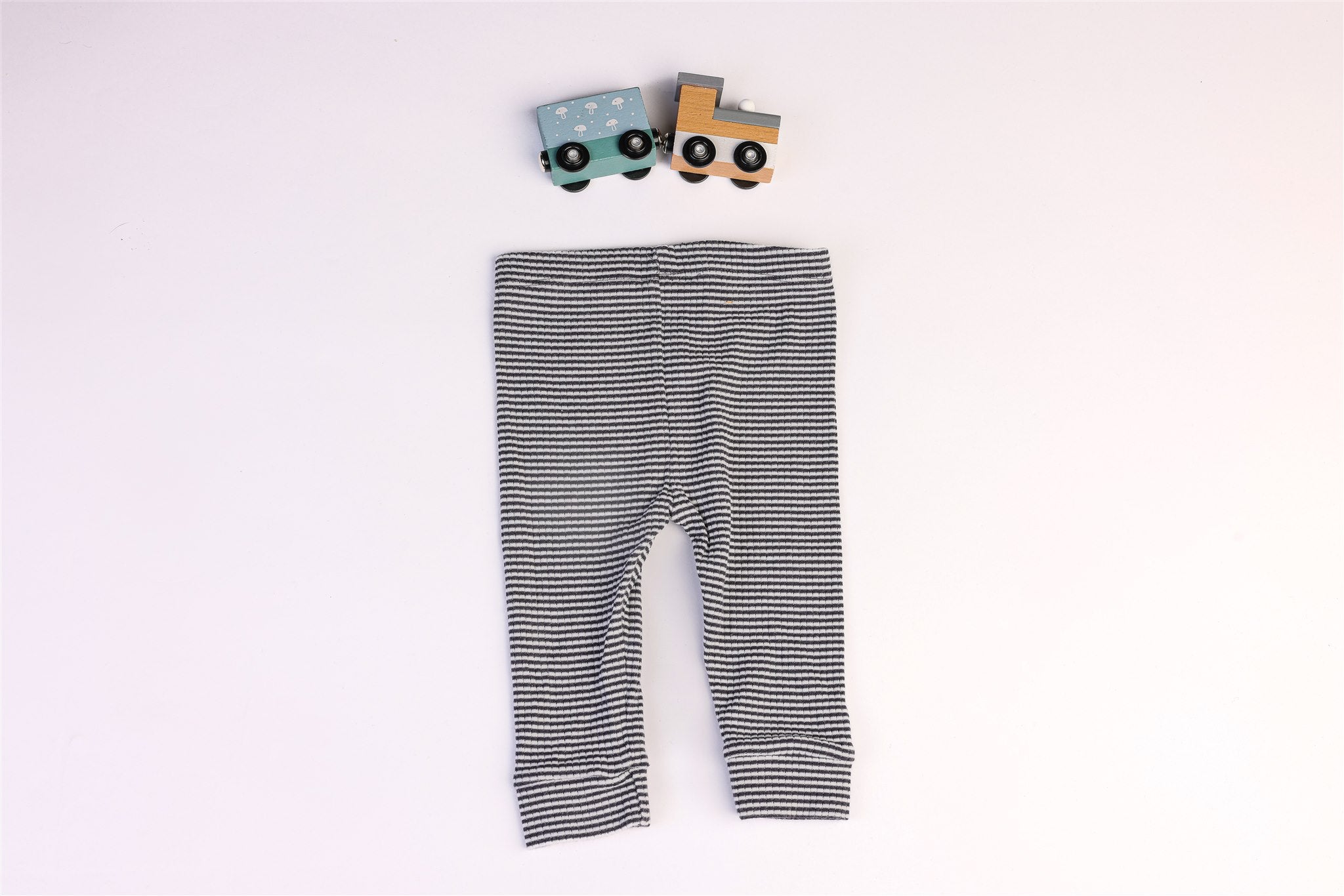 Black and white striped trousers