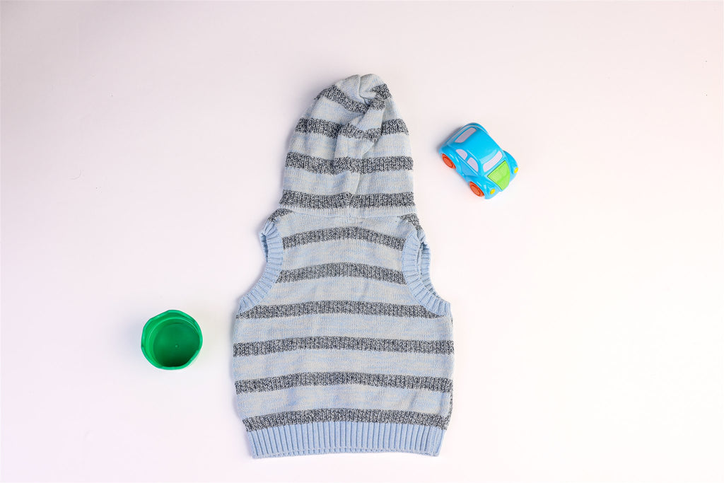 Blue and gray hooded jumper with teddy bear