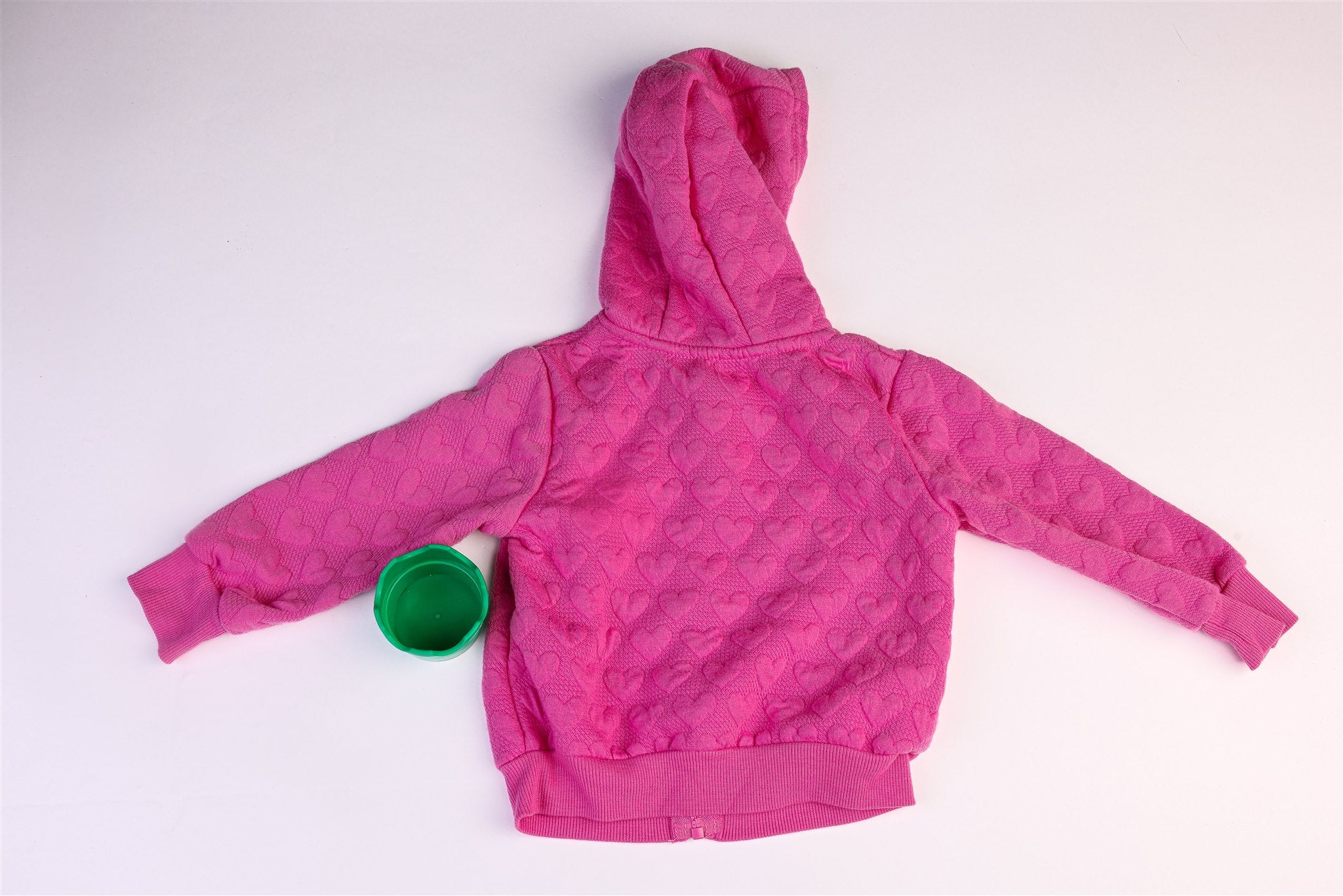 Pink heart zip-up hooded jacket