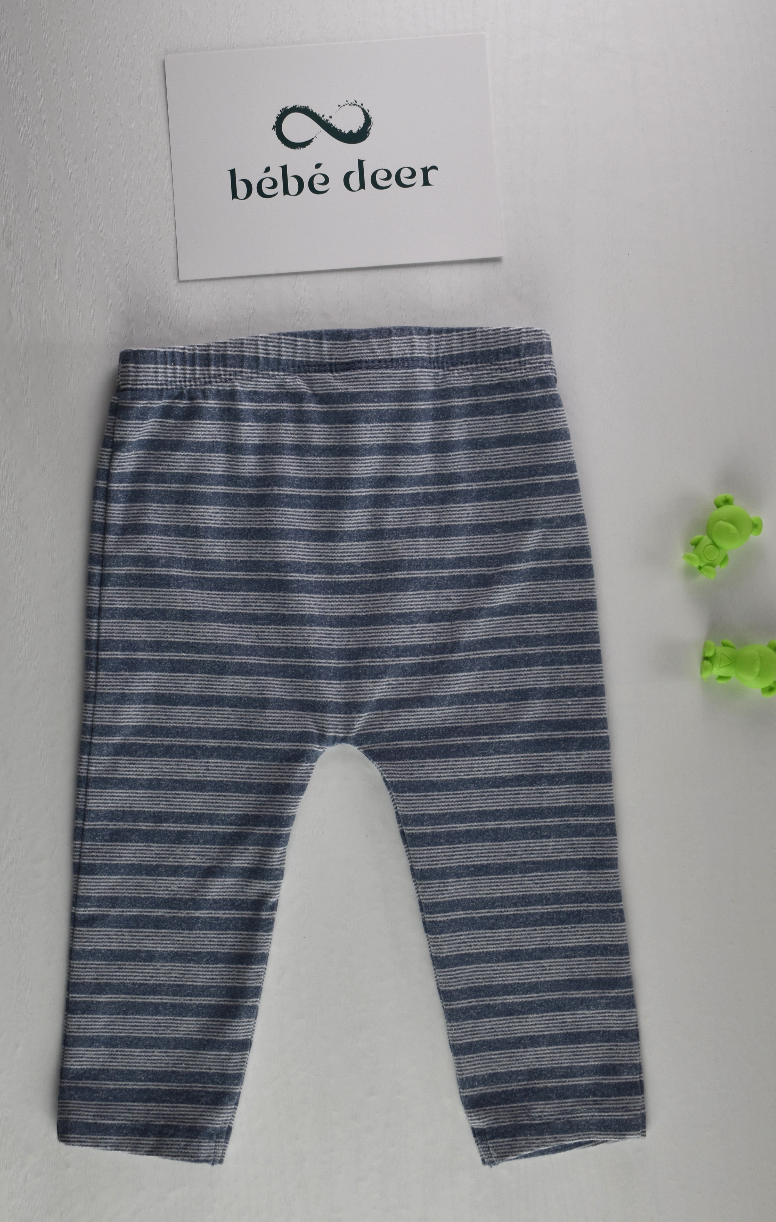 Blue and grey striped leggings