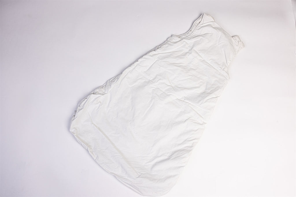 White sleeping bag with gray stars