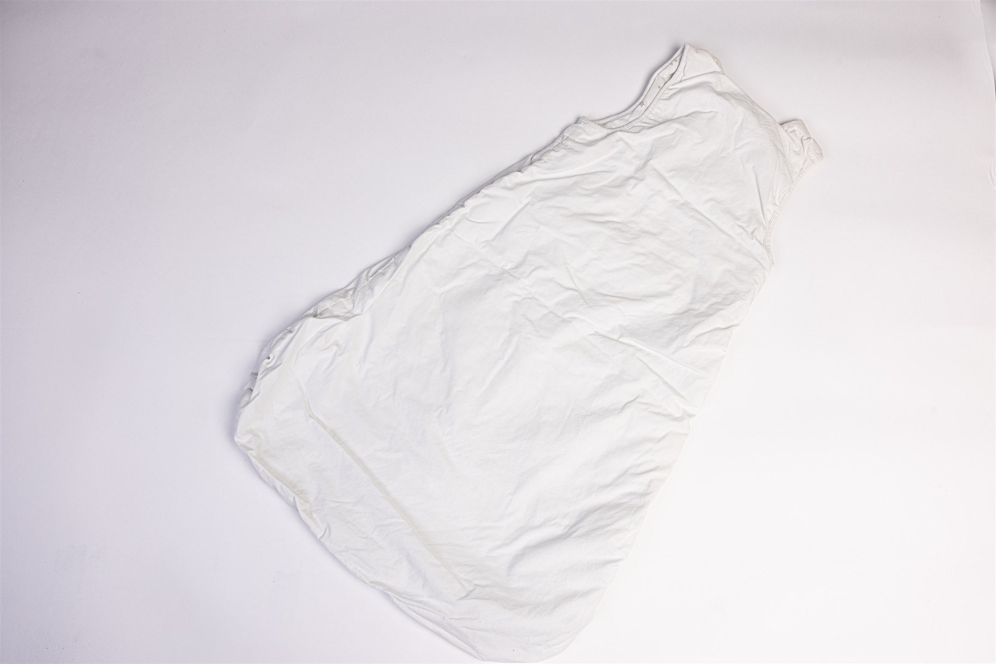 White sleeping bag with gray stars