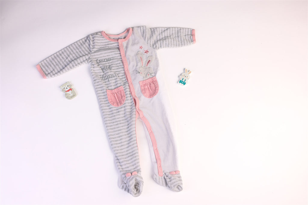 Thick "Coucou petit lapin" sleepsuit