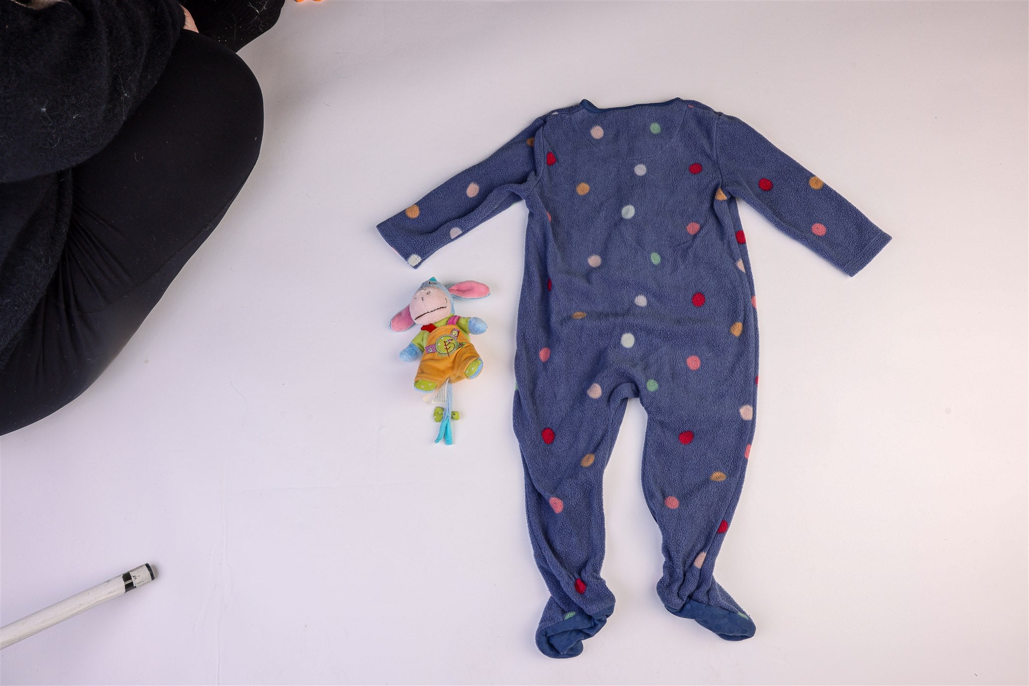 Warm blue polka dot sleepsuit