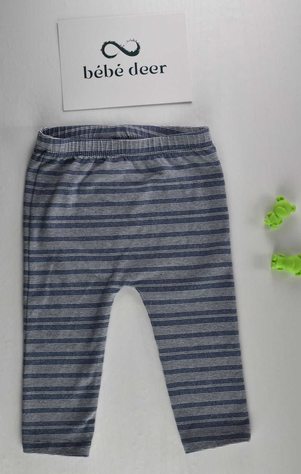 Blue and grey striped leggings