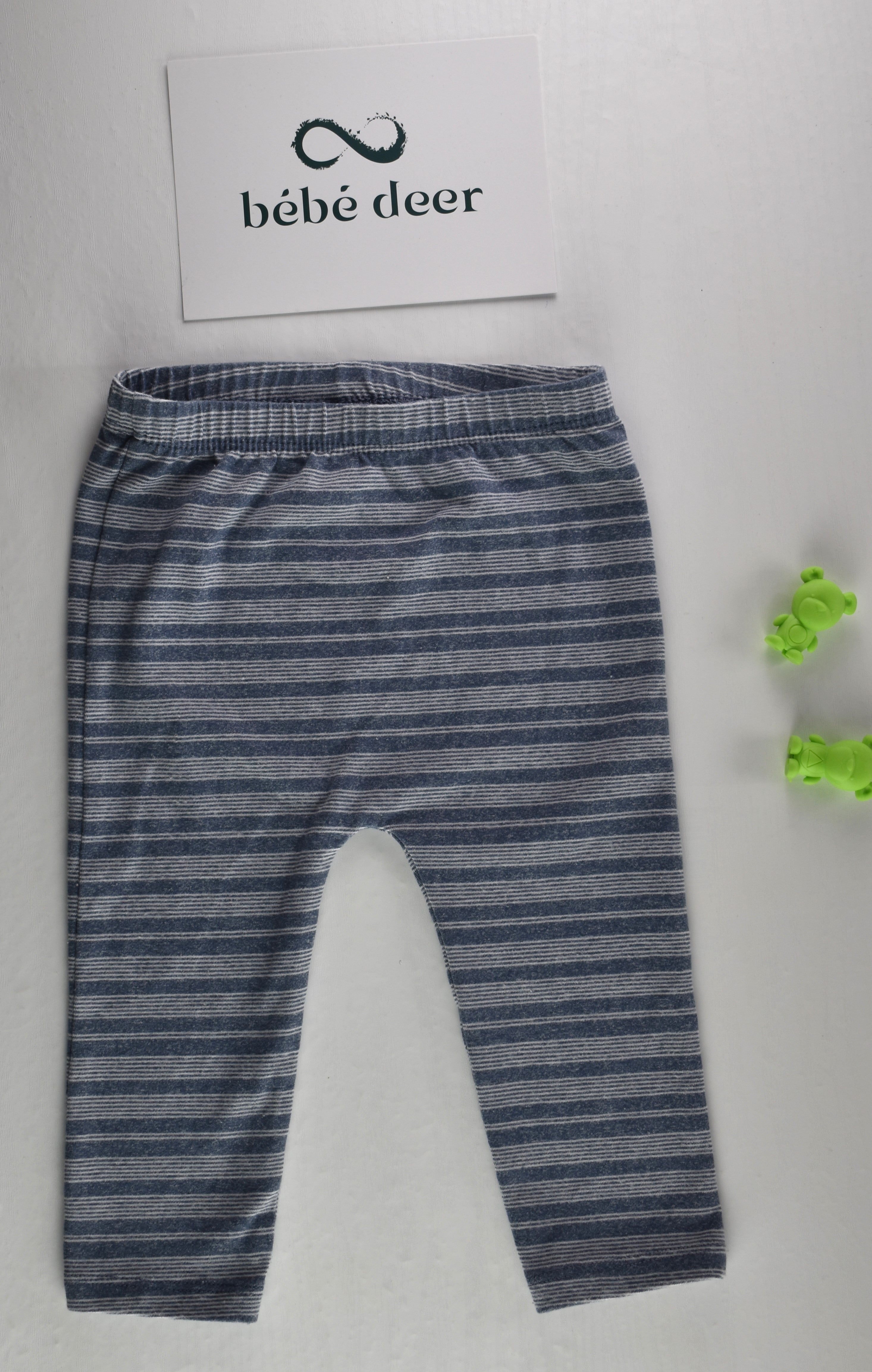 Blue and grey striped leggings