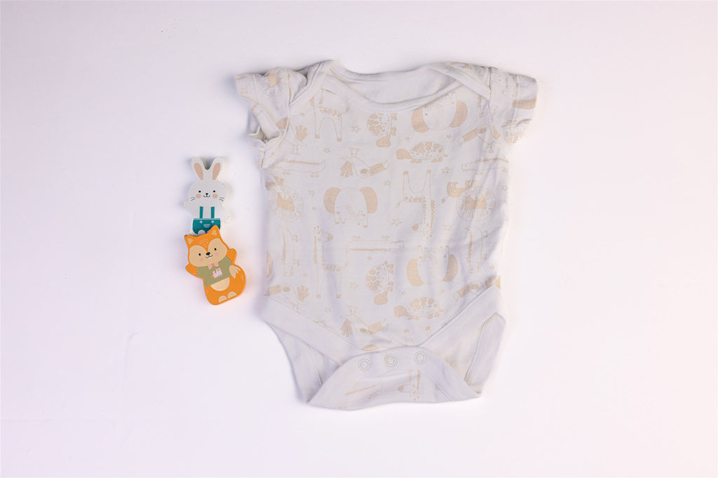 White bodysuit with animals