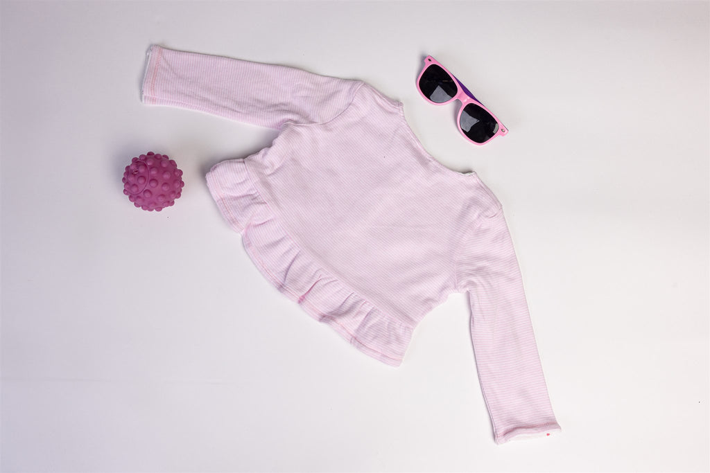 Little pink and white striped jacket with bunny and flowers