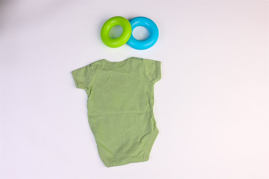 Green bodysuit with two characters