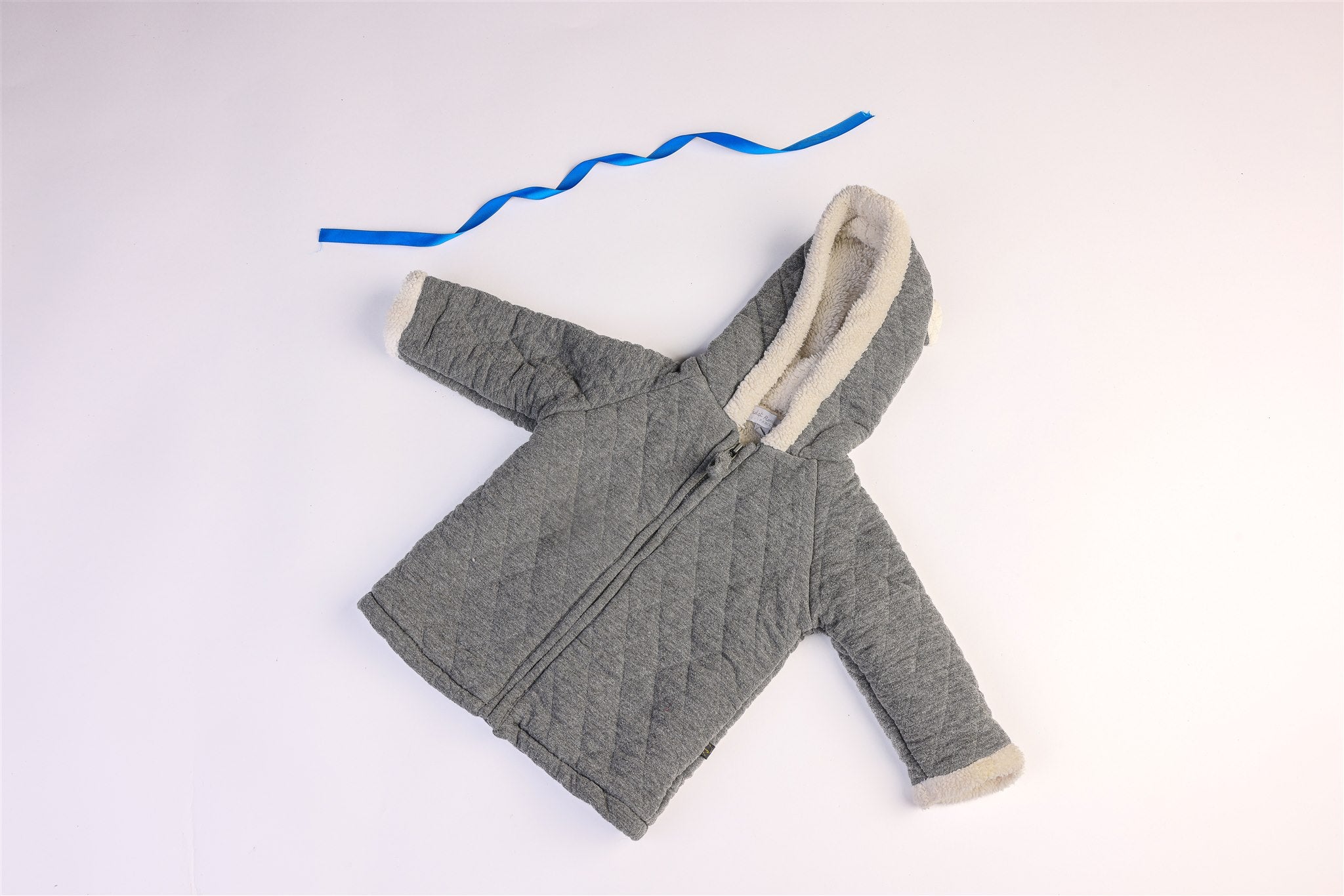 Grey coat with little ears on the hood