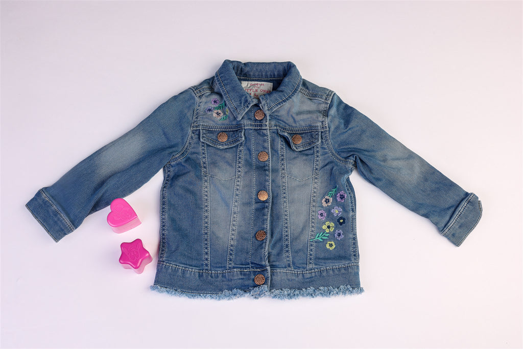 Denim jacket with floral embroidery