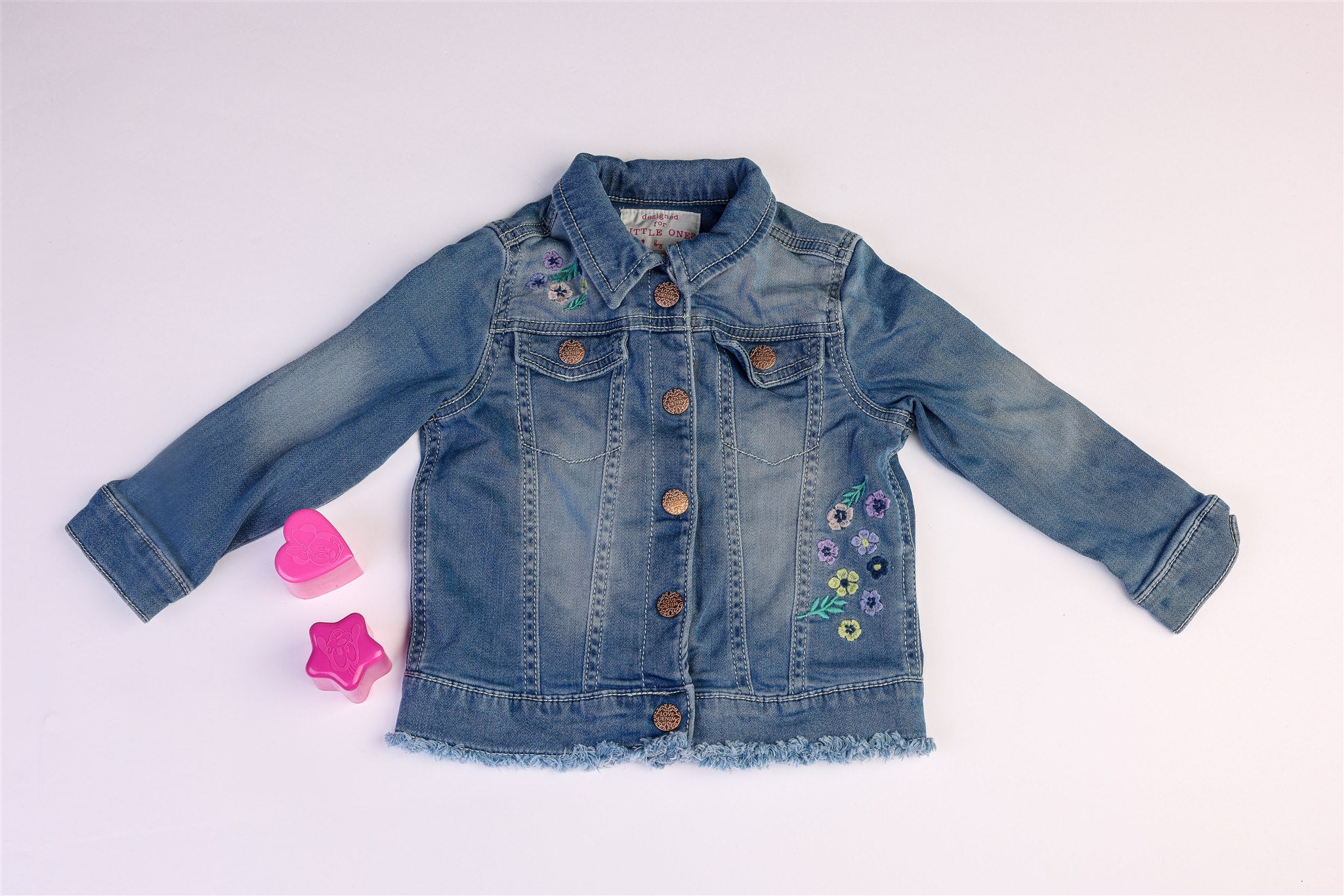 Denim jacket with floral embroidery