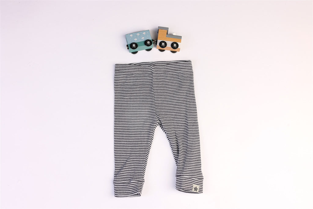 Black and white striped trousers