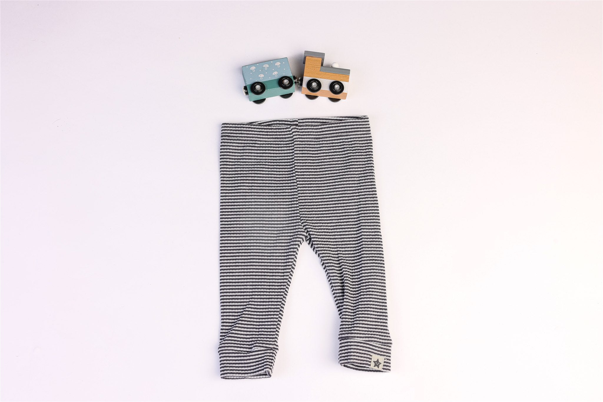 Black and white striped trousers